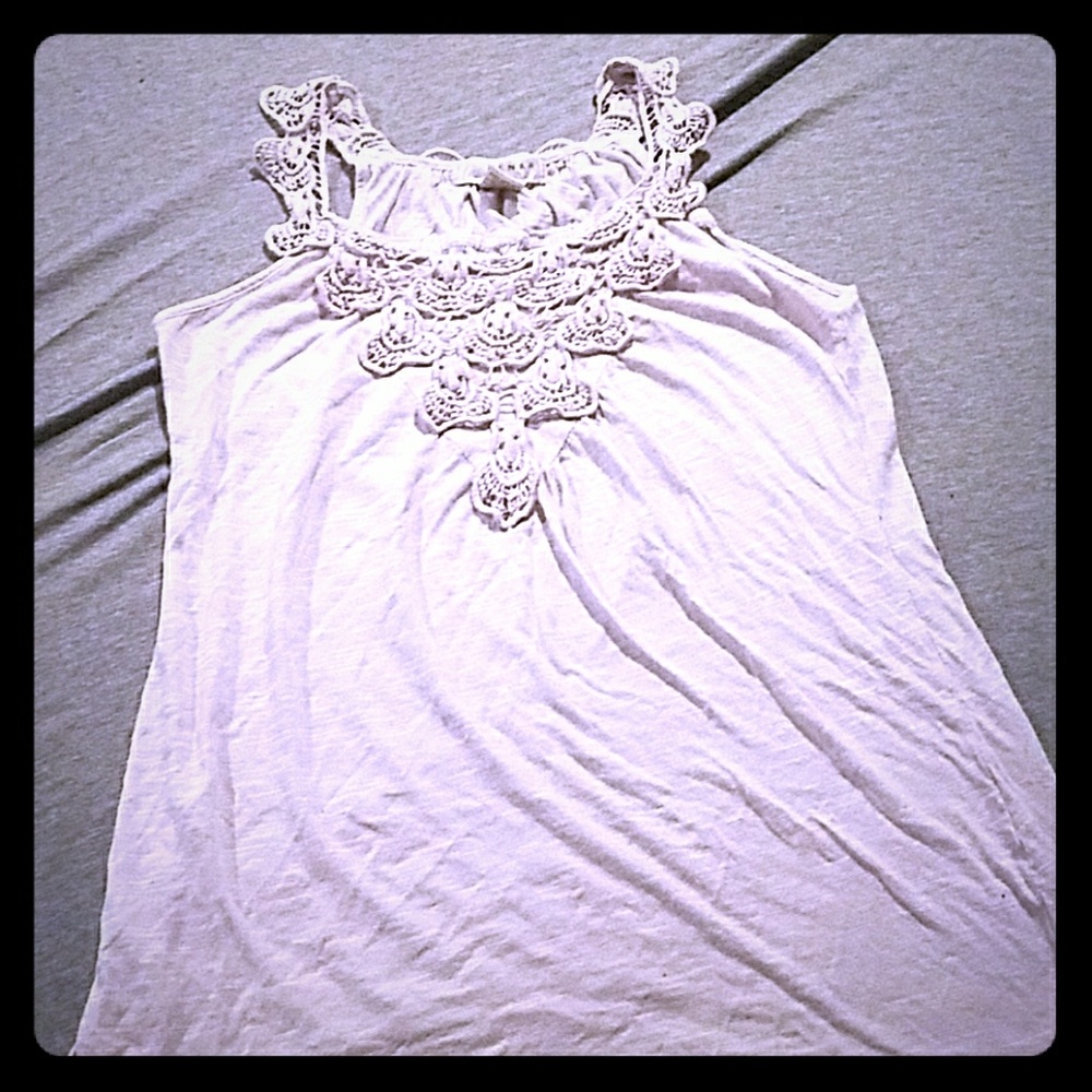 White embellished tank